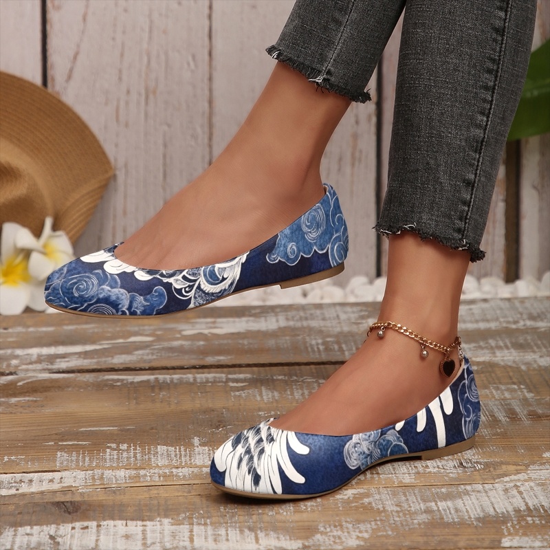 TEMU Elegant Floral Patterned Women's Ballet Flats For Casual And Stylish Occasions, Women Shoes