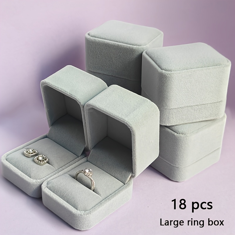 18pcs Premium Velvet Jewelry Gift Boxes, Luxurious Couple Ring & Stud Boxes