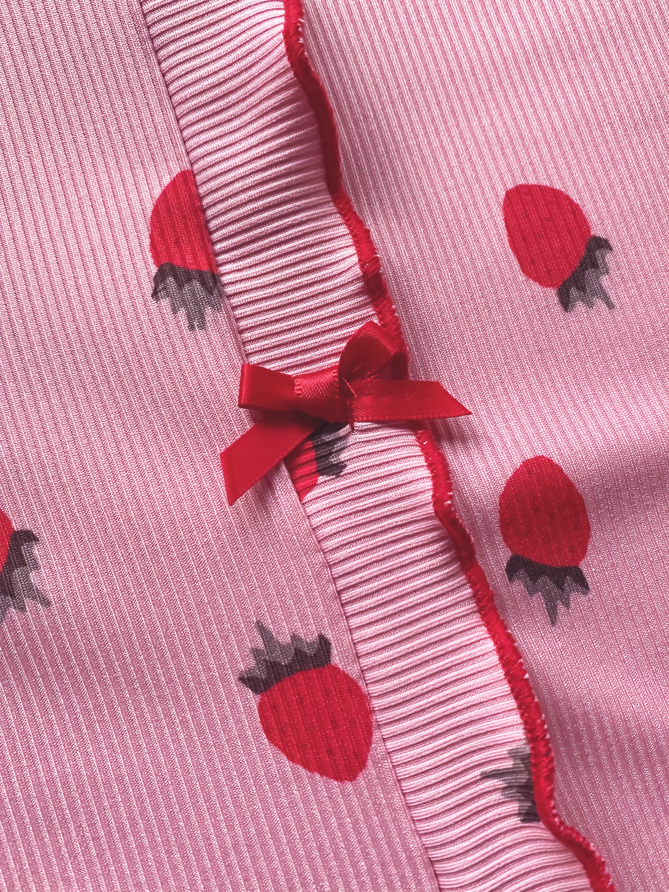 25AW Home Wear Trend 2pcs Strawberry Print Stand Collar Short Sleeve T-Shirt and Pants Pajama Set