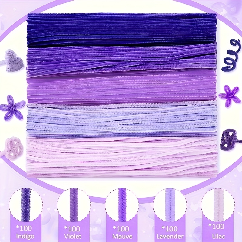 Image of 500pcs Purple Twistable Rod Set, Mixed Color Pipe Cleaners, Suitable For Diy Craft Art Projects!