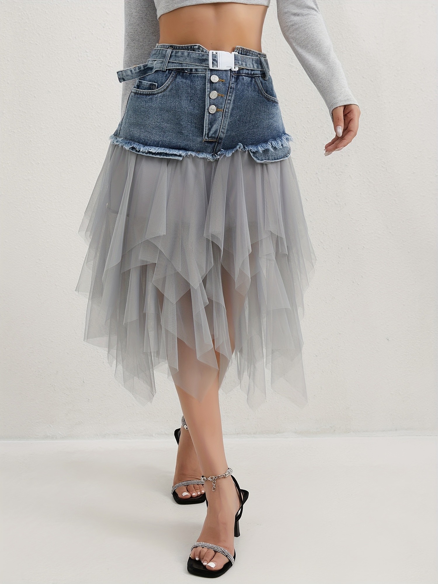Pleated Skirt A Line Denim Skirt 3d Denim Skirts For Women Sold