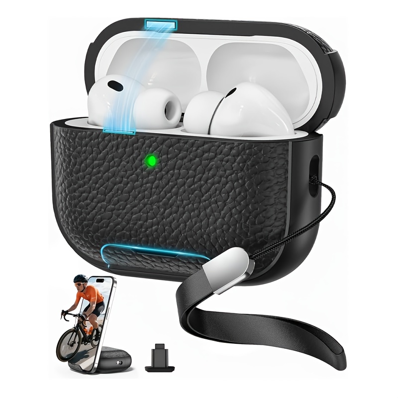 TEMU -textured Protective Case Is Compatible With And Airpods 4 And With A Lanyard. Scratch-resistant And Durable, Making It Ideal For Travel. (this