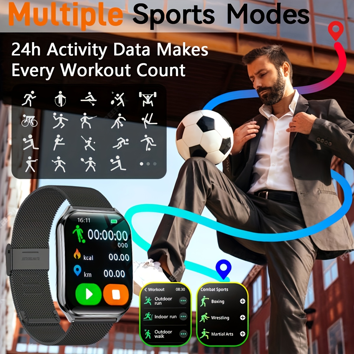 Aviwogr Ultra-Thin Smartwatch Compatible with Android/iPhone
