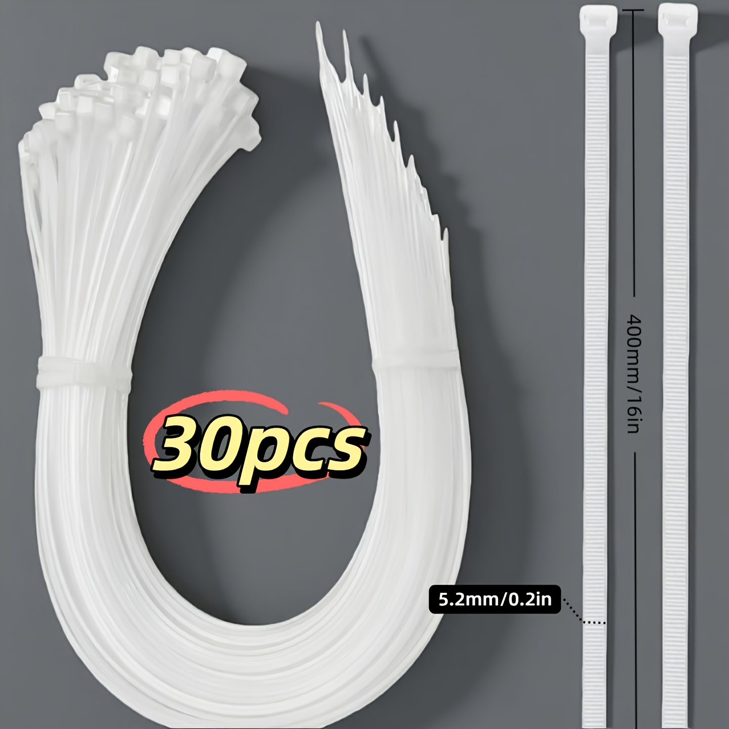 TEMU 30pcs 2026 Upgraded Nylon Extra Wide Heavy-duty Universal Cable Ties, Width: 5.5/5mm (0.19/0.22in), Heavy-duty Automotive Fasteners, Car Clips,