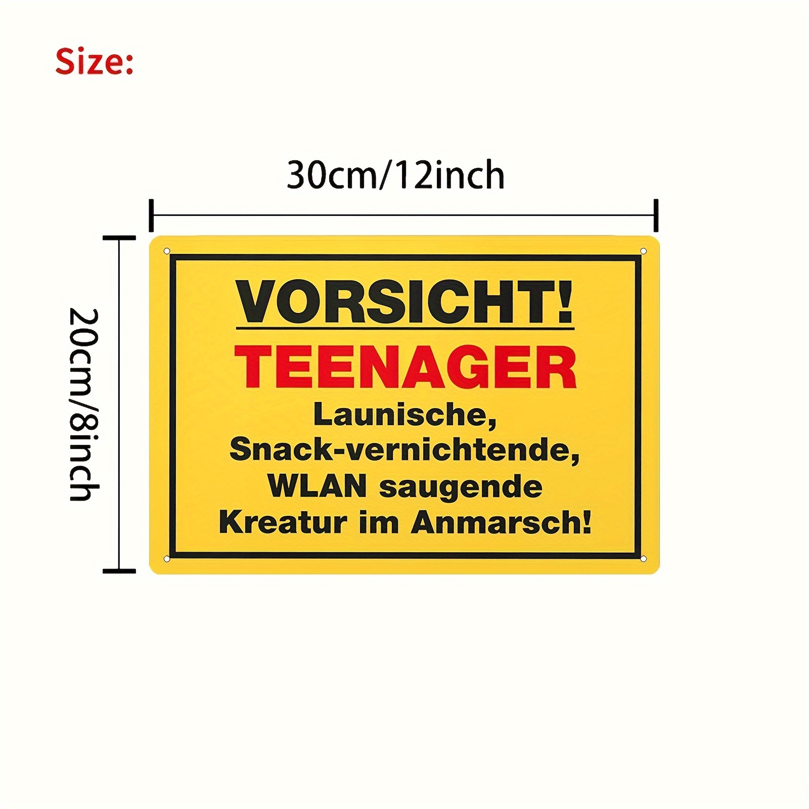 Image of 2d Flat, Single Metal Sign, Stylish Unframed Sign For Young Adults - Great Gift , 'dankedir Vorsicht' Design, Suitable For Room Decoration, Birthday Gift, Ideal For Room Decoration 20*30cm/8*12inch