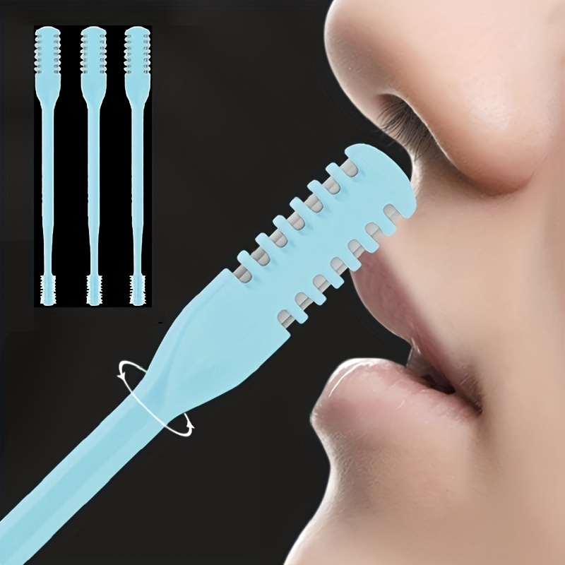 double sided knife nose hair scraper portable manual nostril cleaning kit for men and women plastic washable 360 degree rotating nose hair trimmer Product details 4