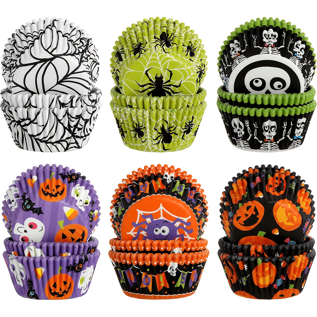 TEMU 300-count Halloween Cupcake Liners, Delicate Style | Disposable Baking Cups Cupcake Baking Wrappers, Pumpkin , Muffin Liners, Halloween