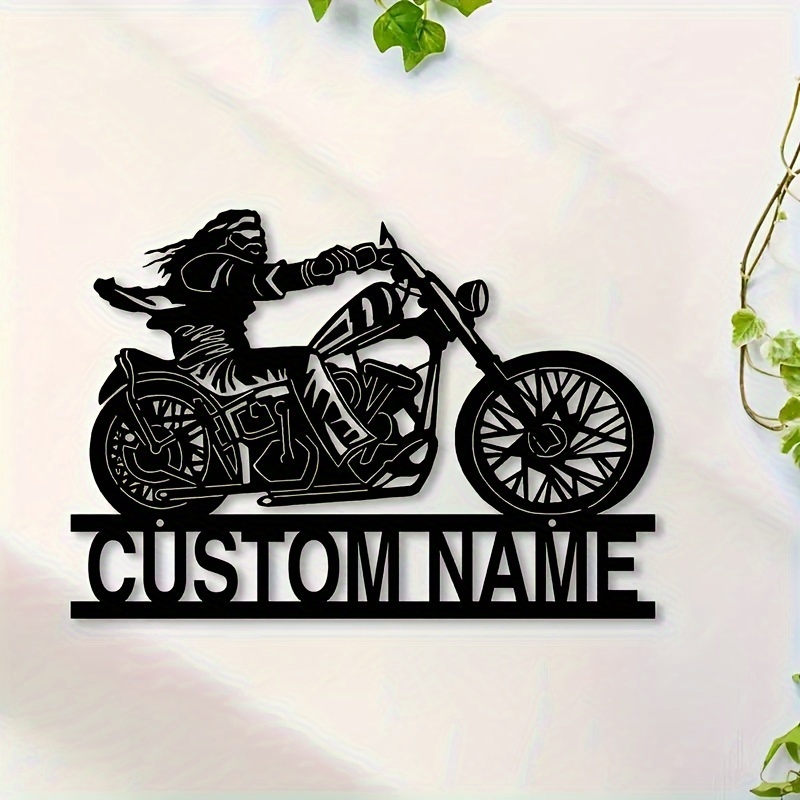 

1pc, Personalized Dazzling Motorcyclist Wall Art, Personalized Name Dazzling Motorcycle Logo, Farmhouse Wall Decoration, Metal Dazzling , Custom Name Wall Decoration