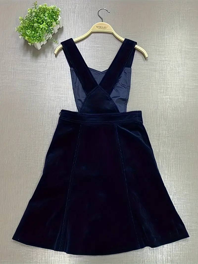 purple corduroy overall dress Aohooy Women Overall Dress Knee Length Corduroy Overalls Bib Dresses Adjustable Straps Pinafore Suspender Skirt Jumper Purple,XL