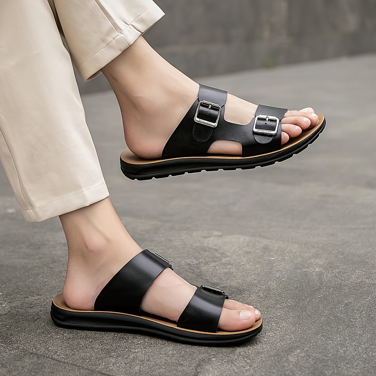 new adjustable   slip on sandals stylish casual   for indoor and outdoor   season   mens slippers Product details 14