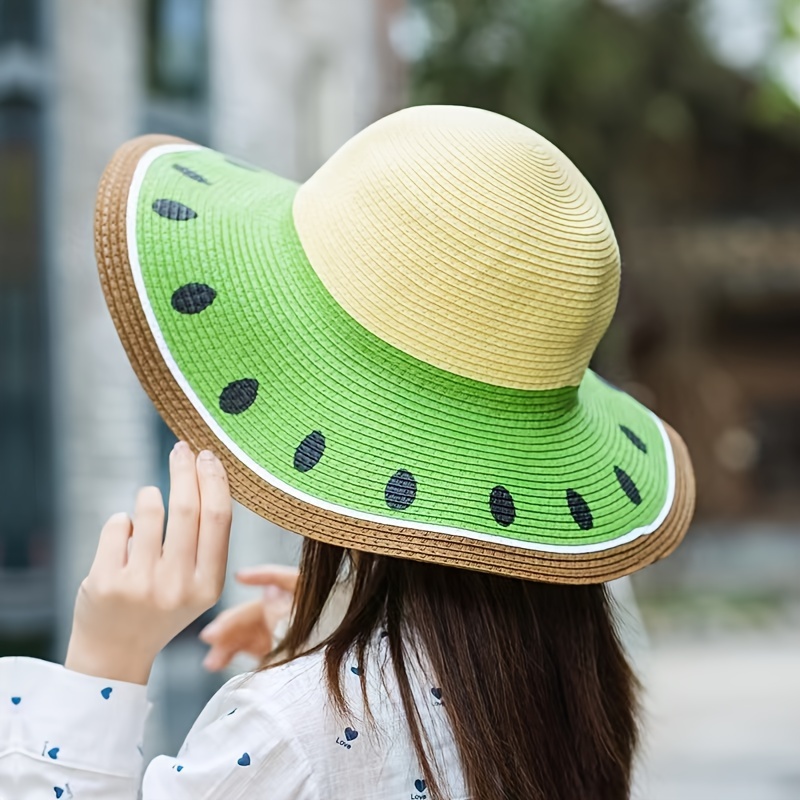 Fruit Style Wide Brim Straw Hat Personalized Creative Sun - Temu