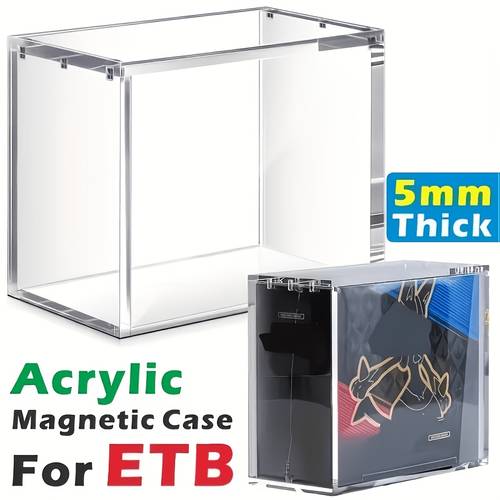 artikel foto stapelbare acryl displaydoos van 5 mm, geschikt voor etb, met magnetische stofhoes voor figuurtjes, ontworpen voor ruilkaarten, verzamelobjecten en sportmemorabilia, verbeterde versie, correcte maat, geüpgradede verpakking