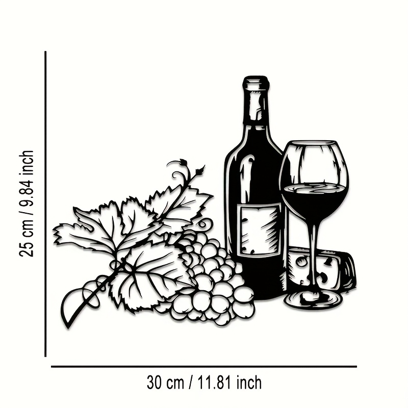 TEMU Rustic Metal Wine Wall Art With And Bottles Design - Easy To Hang, Bar, Basement, Or Living Room Decor, Vintage Style, Reusable, Wine Decor