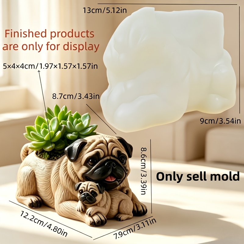 TEMU Resin Silicone Mold For Dog And Puppy Shaped Succulent Plant Flowerpot, Cute Dog And Puppy Shaped Storage Box, Concrete Cement Silicone Mold For