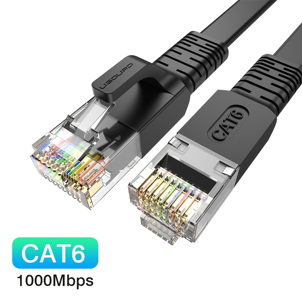 Image of Ugourd Cat6 Flat Ethernet Cable 250mhz 1000mbps (1gbps) Rj45 Male To Male - Durable Flat Design, Data Transfer For Router, Modem, Laptop, Pc, Pro/air