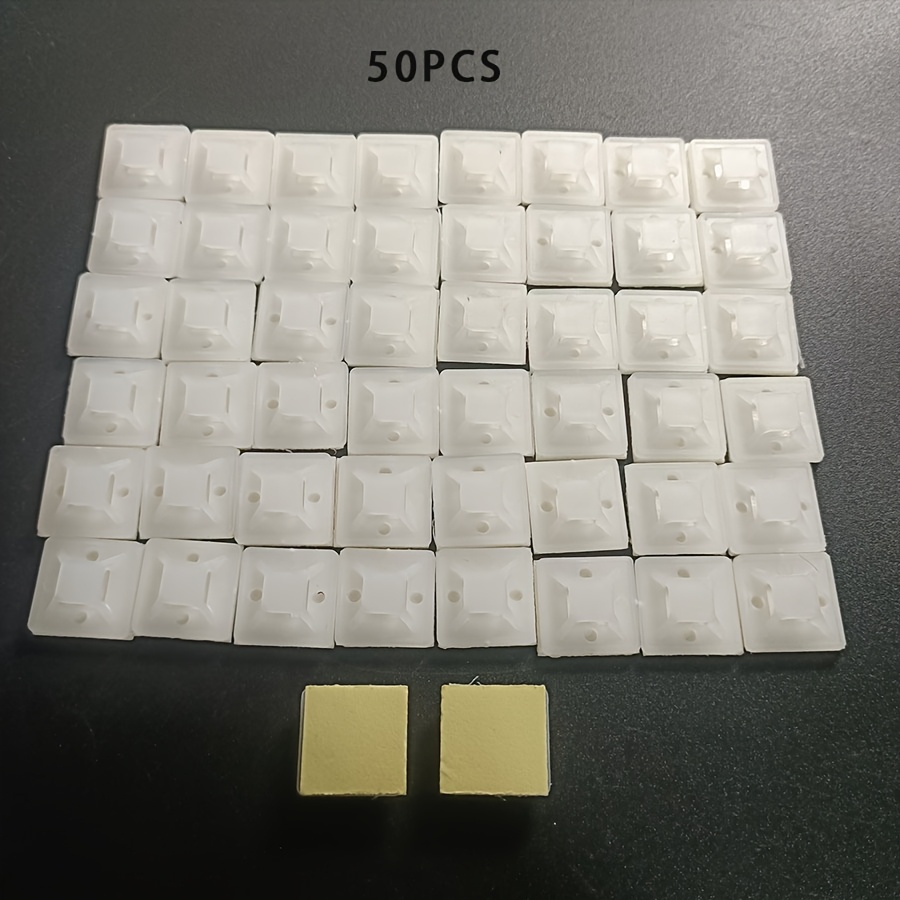 A 50pcs Cable Management Kit, Self-adhesive Cable Tie Mounting Suction Cups, Cable Tie Positioning Plates, For Securing And Organizing