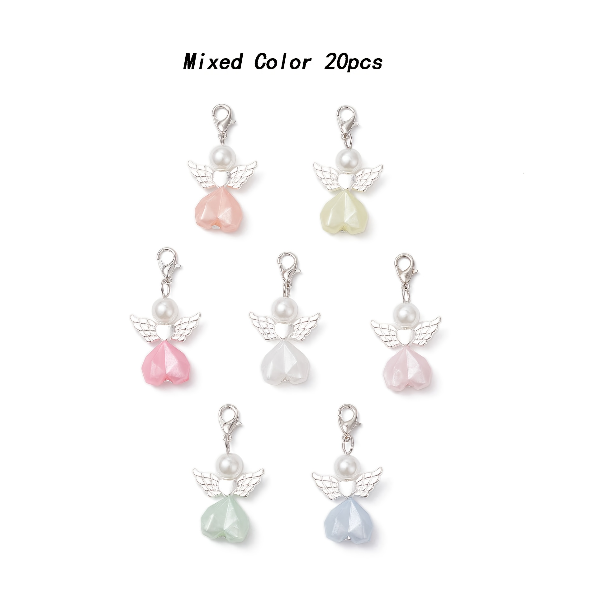 20pcs Acrylic Heart Pendant Decorations, With Alloy Clasps, Mixed Color, 4.2cm, Diy Wallet Making