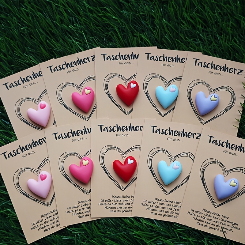 TEMU 5/10pcs Colorful Heart-shaped Pocket Cards With German Text | 's Day Cards, Memorial Gifts, Friendship Tokens For Birthdays, Christmas, Mother's