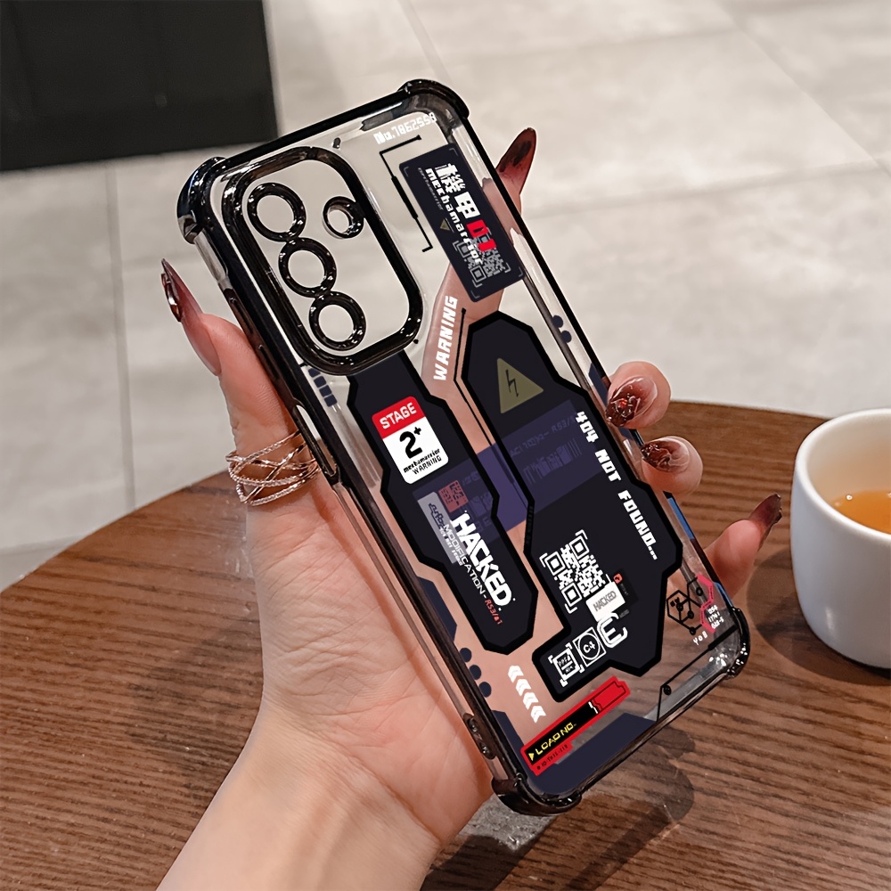 TEMU Stylish Black Mecha Phone Case For Galaxy A26 A36 A55 A35 A06 A16 A05 A14 A24 A34 A54 A15 A05s A25 A23 A33 A53 A73 A13 4g 3g Shockproof