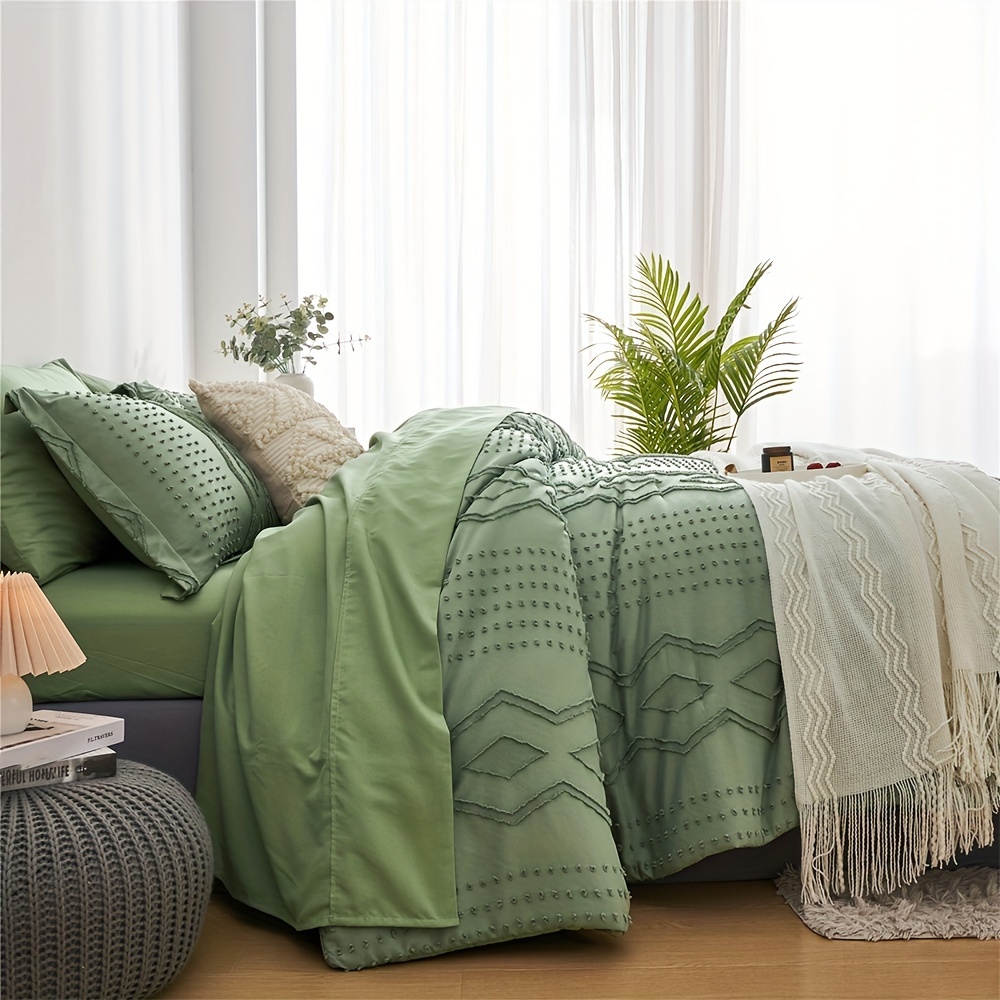 TEMU 7pcs Bed In A Bag Bed Comforter Set Queen, Boho Tufted Comforter And Sheet, Pillowcase Set, Soft Microfiber, Comfortable And Warm Bedding Set, Bedroom Decor For All , Ideal Gift