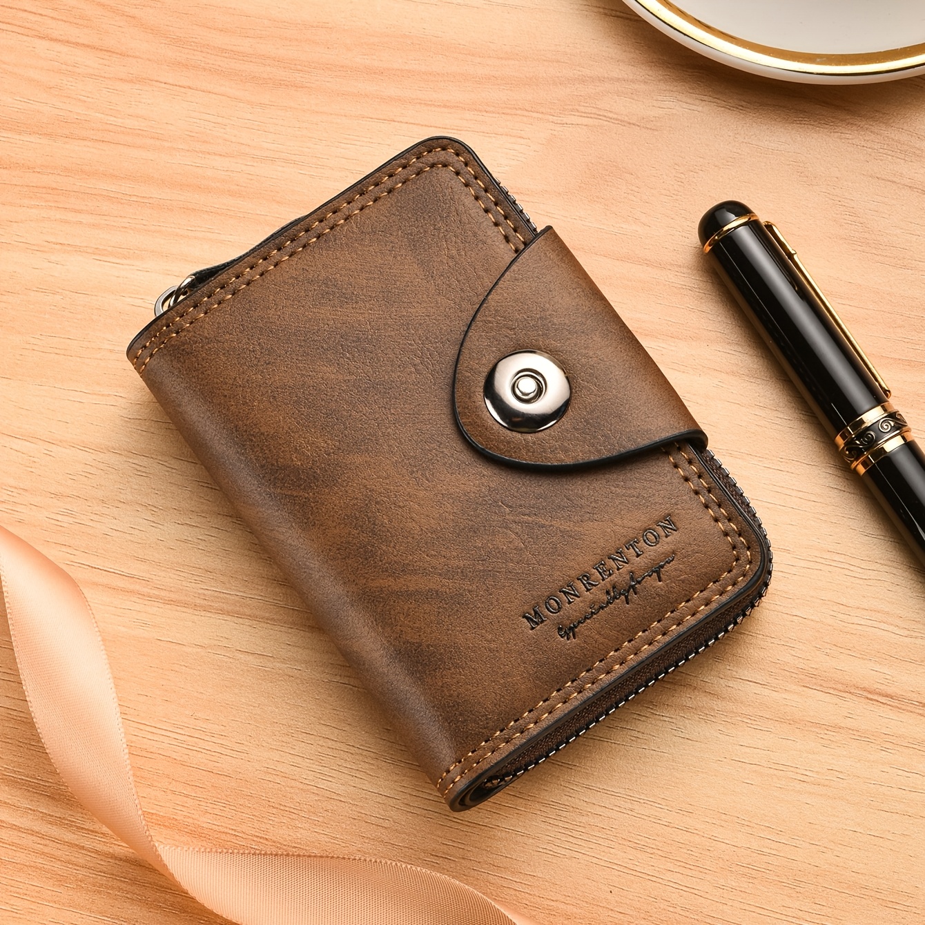 TEMU Exquisite High-end Women's Accordion Card Holder, Compact And Large Capacity, Multi-card Slot Integrated Accordion Card Case.