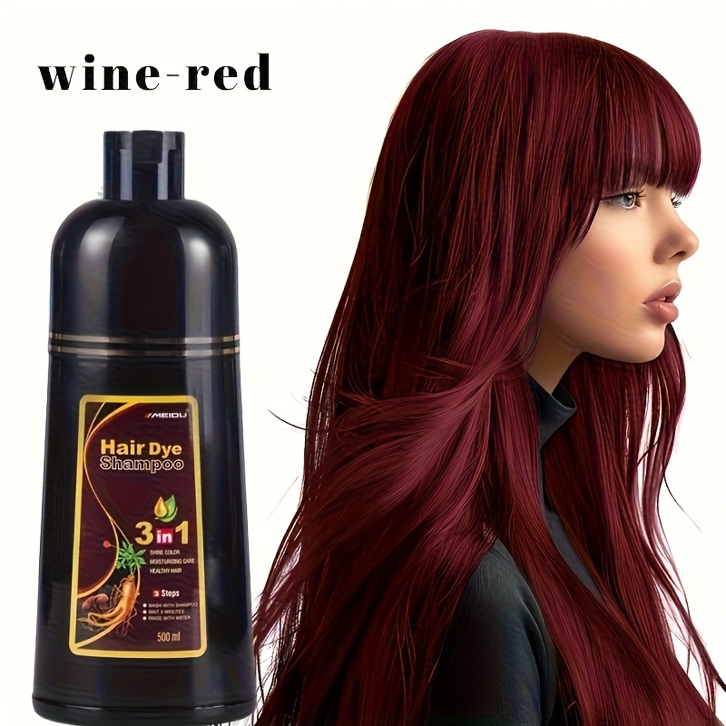 Božićni Poklon, Novogodišnja Atmosfera Vinsko Crvena Boja za Kosu, Brzodjelujuća Boja za Kosu, 99,99% Pokrivenost Bijele Kose, Sadrži Razne Biljne Sastojke, Pogodna za Njegu i Bojenje Kose, Tri u Jednom - Pogodna za Muškarce i Žene Svih Tipova Kose