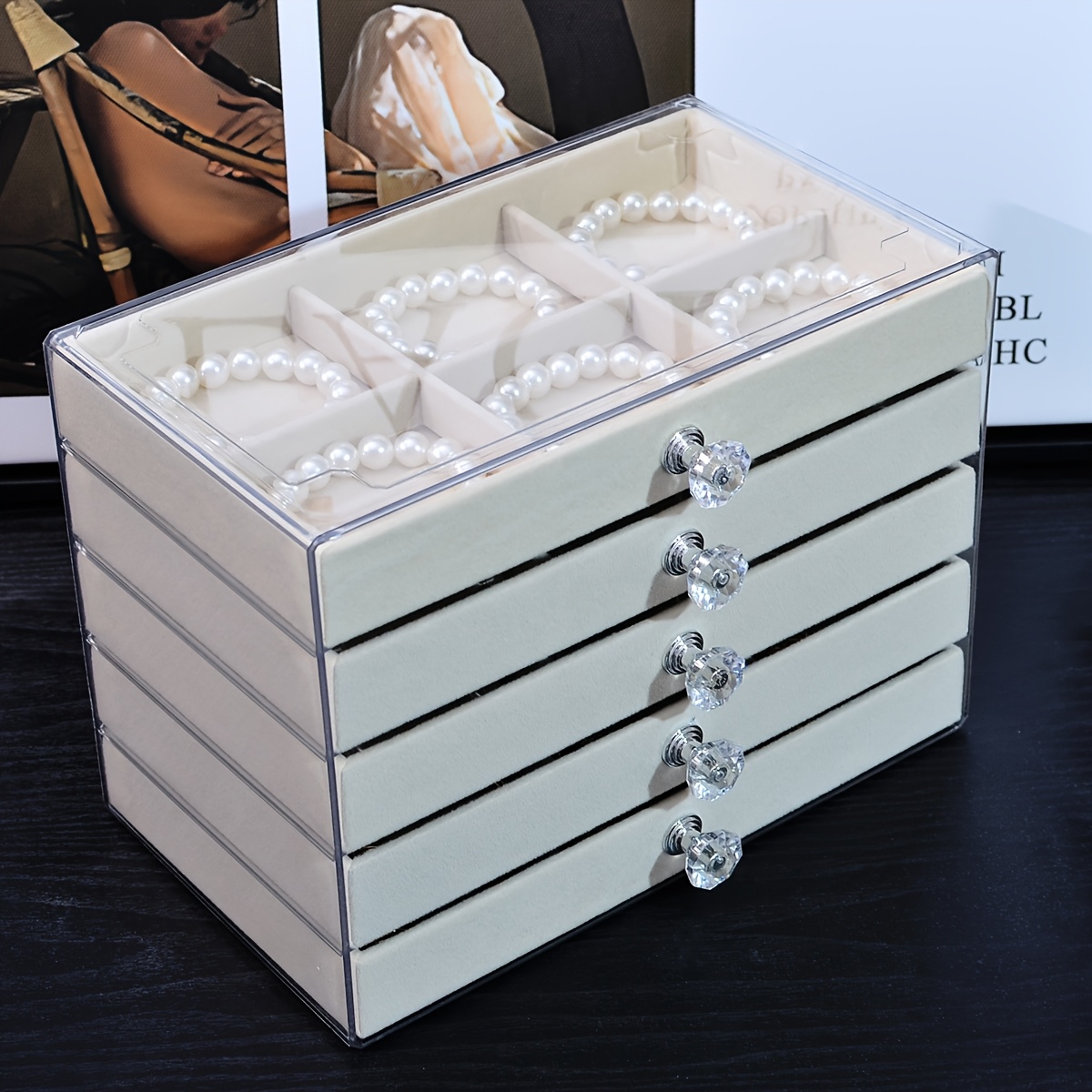1pc elegant 5 layer acrylic jewelry organizer box with drawers   for necklaces bracelets earrings and rings perfect gift for valentine s day christmas or jewelry lovers jewelry box Product details 6