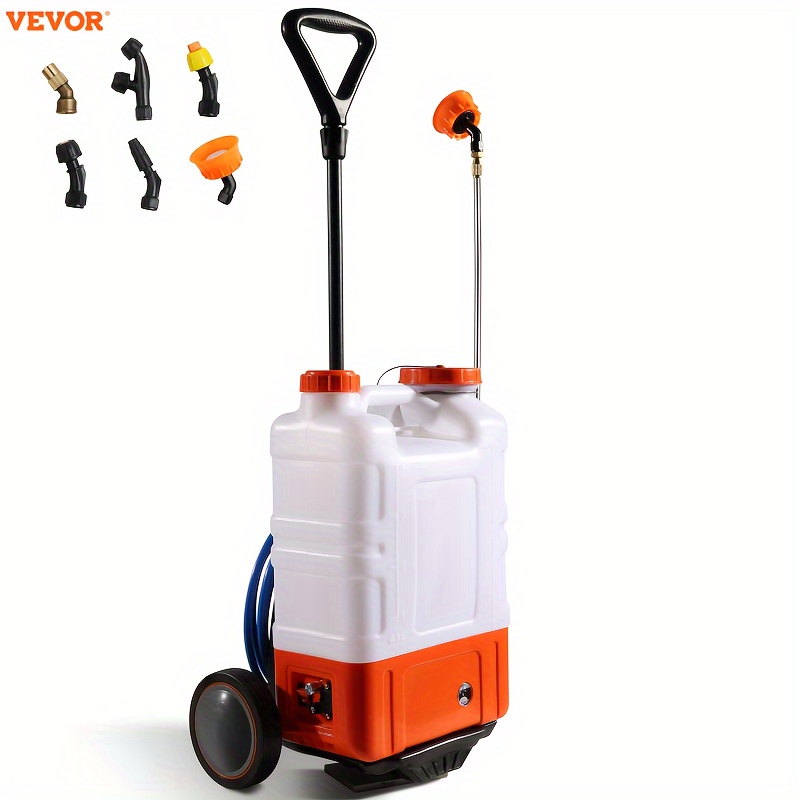 

Vevor 4 Gallon Wheeled , 0-94 Psi, 13ft Hose, 6 Nozzles, 2 Included, Lid For , Cleaning, Long Time, +