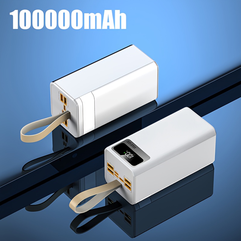 TEMU A 100000mah Power Bank With 22.5w Super Fast Charging, Display Screen, Full Design, Leather Hanging Rope, Large Capacity Portable Power Source,