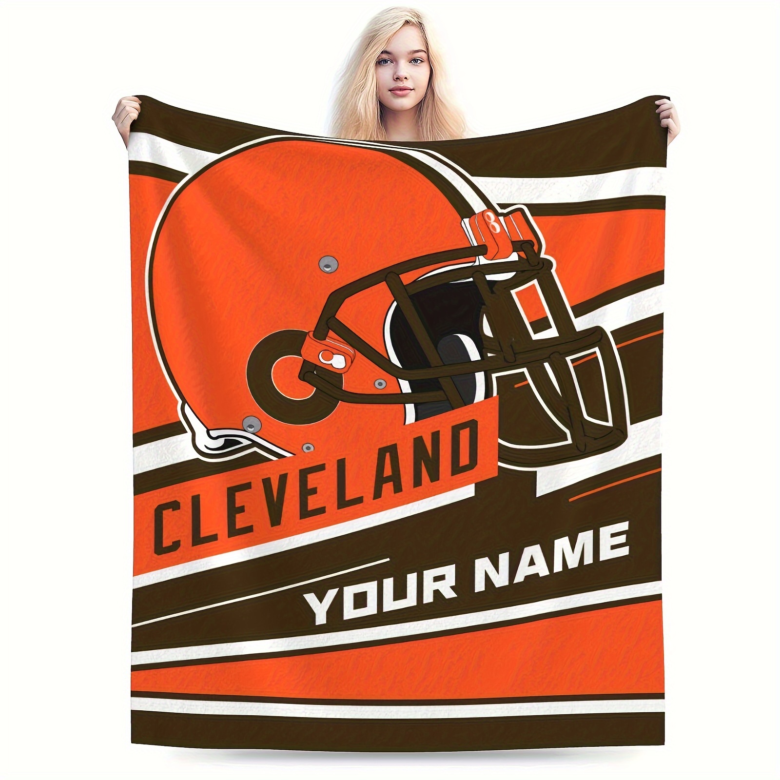 

Customizable Football Team Fleece Throw Blanket, Personalized Cozy Polyester Knit Fabric Blanket For Fans, Ideal Gift For Men And Women, Name Addition Option For Home Sofa Bed Decor