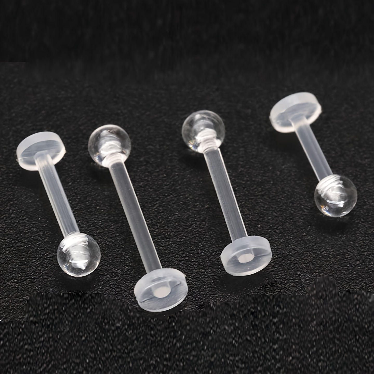 TEMU 4er-Set 16G Acryl Lippenstecker Körperschmuck Transparente Nasenstecker Schmuck Lippen Flachboden Lippenstecker Tragus Ohrringe Unisex Piercing