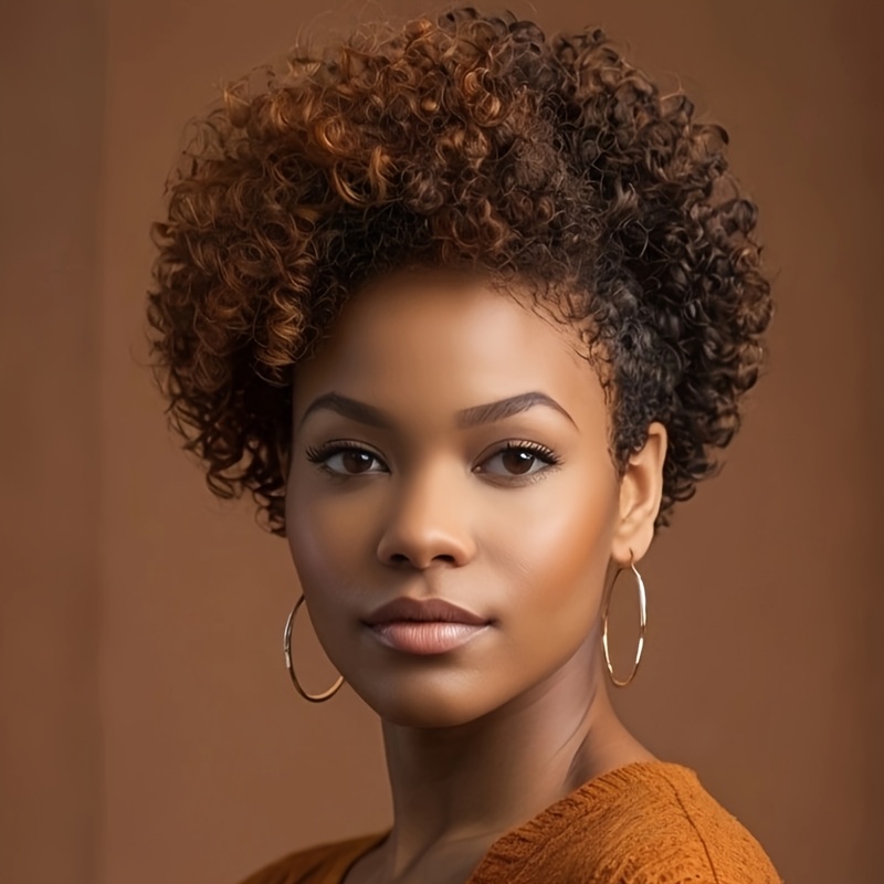 Short Brown Curly Wig For Women Short Hairstyles Short Cut Hair Wig Synthetic Wigs Short Hair Wigs For Halloween, Christmas Party, Music Festival