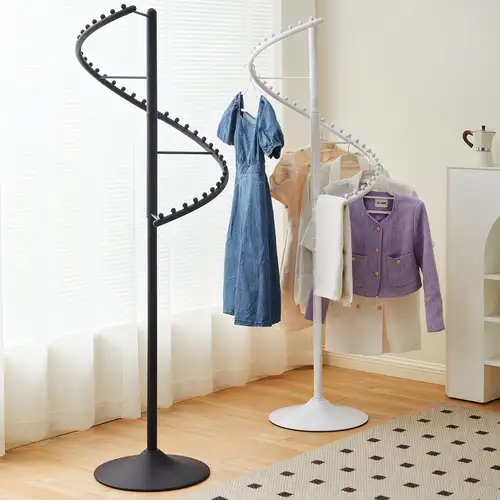 Drehbares Kleidungsständer – Freistehende Mehrzweck-Aufbewahrung und Trockenständer für Schlafzimmer und Eingangsbereich, Platzsparendes Design mit Doppellagigen Hängern, Robuste Konstruktion aus