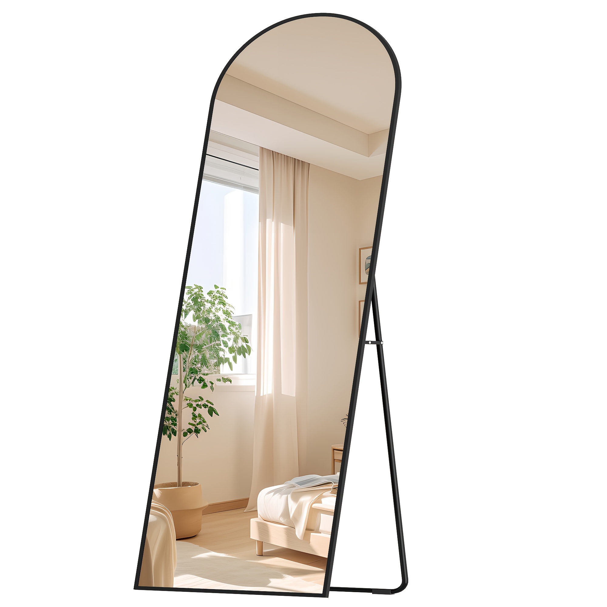 TEMU d'apparat, 160 X 50 cm, sur pied avec support, mural d'apparat, Verre trempé, Cadre en d'aluminium, pour chambre à coucher, salon, Noir