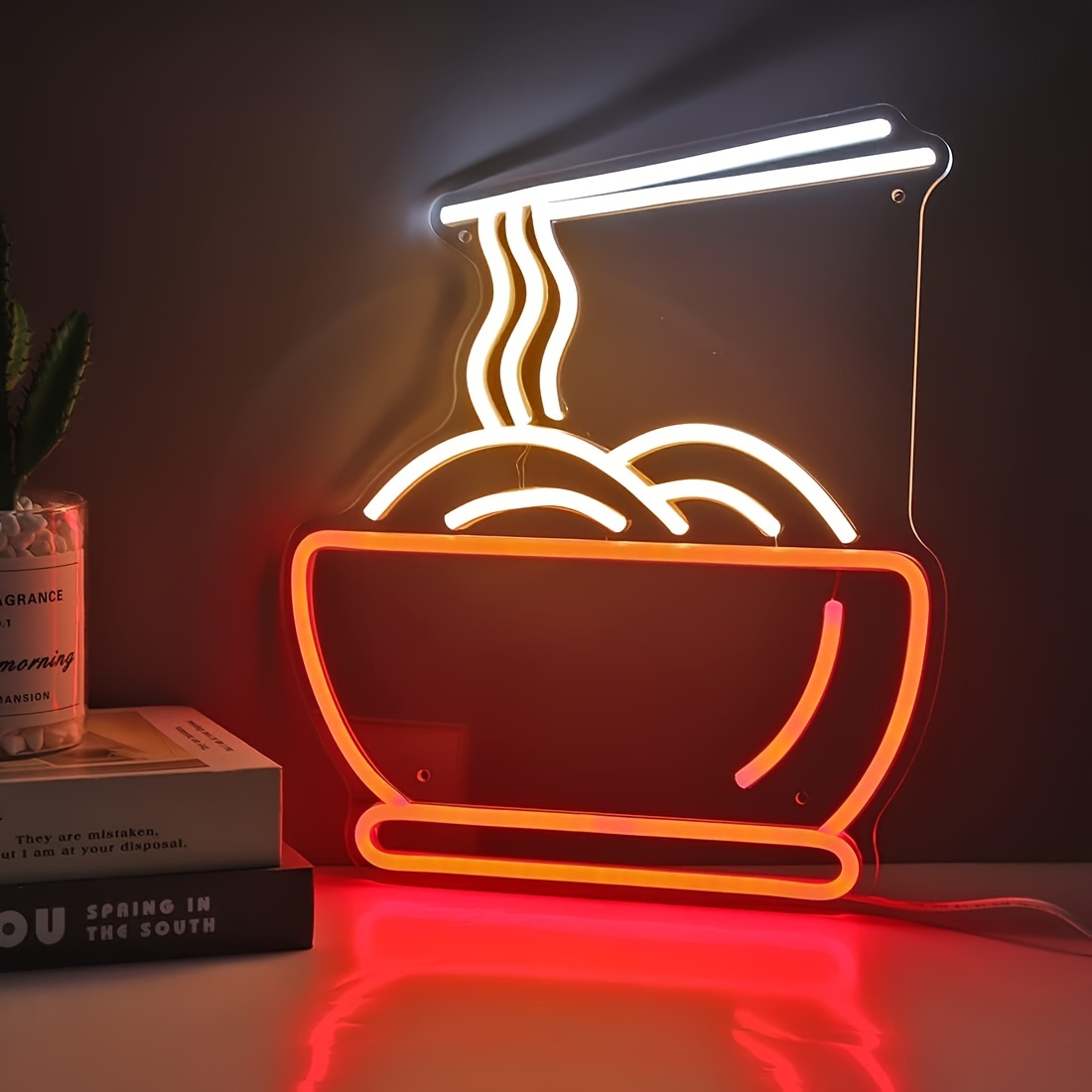 1pc neon ramen noodle sign usb powered wall hanging decor plastic for home bar kitchen restaurant party birthday bedroom cafe man cave festive gift