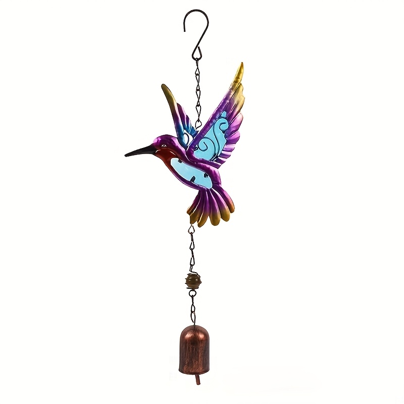 TEMU Hummingbird Painted Iron Wind Chimes, Handcrafted Glass Dragonfly Crafts, Outdoor Wind Chimes, Garden Courtyard Decorative Memorial Wind Chimes,