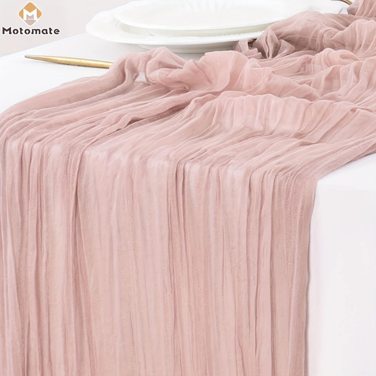 

10ft Light Pink Boho Rustic Cheesecloth Table Runner - Thanksgiving, Christmas, Weddings & Showers