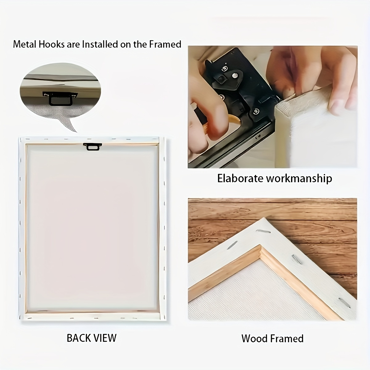 2D Plat, [2D/Plat Print] Ingelijst Canvas Schilderij en Poster, Klaar om op te Hangen, Het Natuurlijke Olifantenlandschap van de Afrikaanse Savanne, Woondecoratie, Muurkunst, Kamerdécor, Vakantiecadeau, Woonkamer, Slaapkamer, Eetkamer, Kantoor Wanddecoratie, 3 stuks/set, 2D Plat