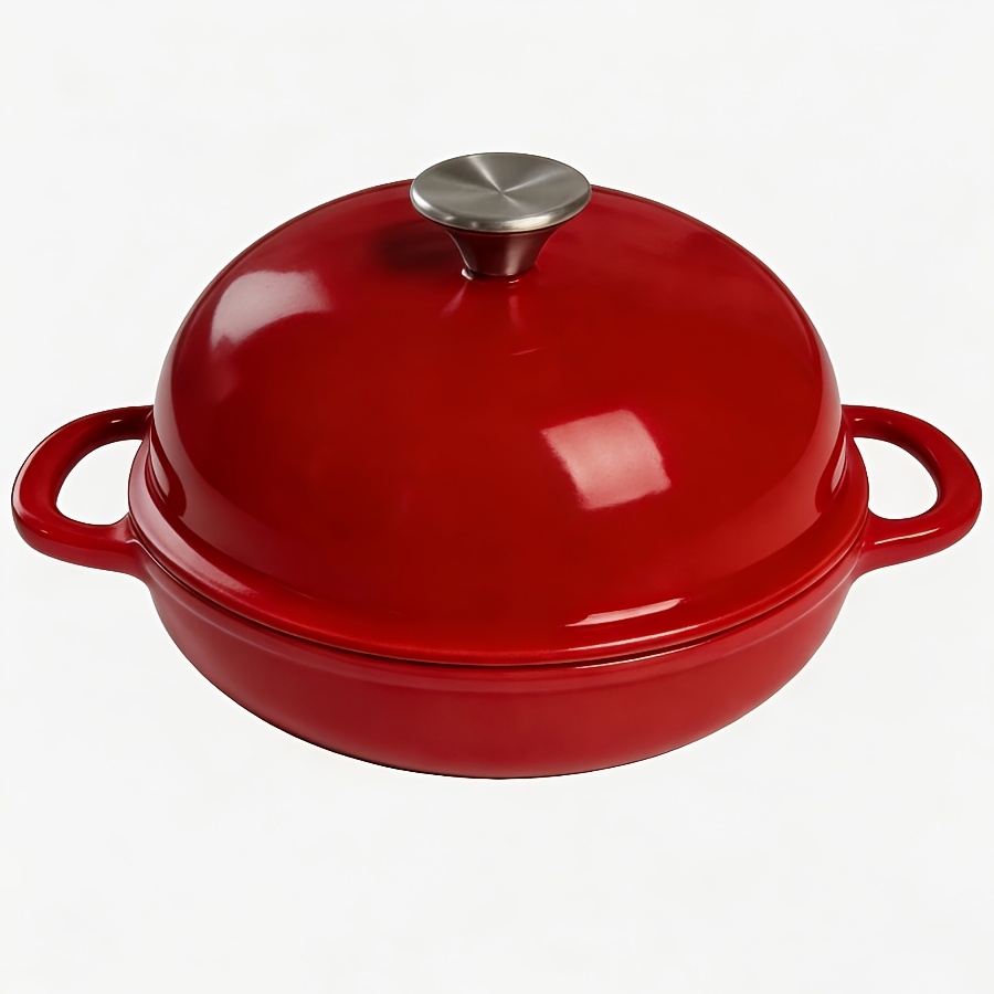 TEMU Enamel Dutch Toast Pan With Lid Cast Iron Dutch Toast Pan With Double Handle For Bread Baking, Cooking, Frying, Enamel Coated Cookware