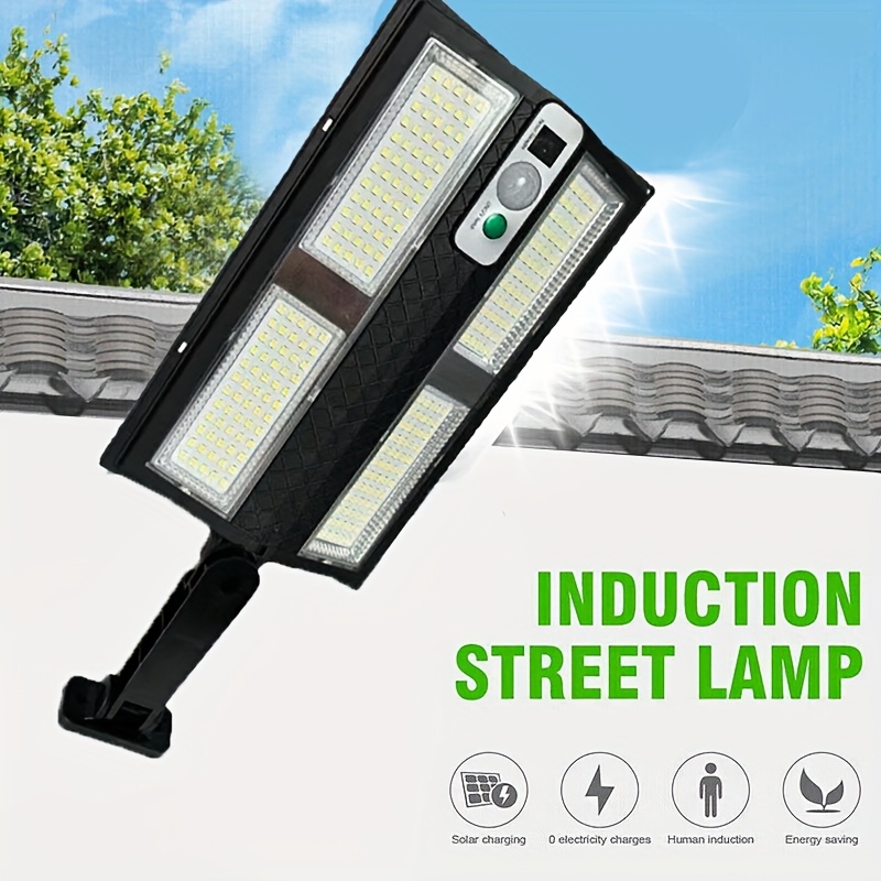 TEMU 240led Solar Outdoor Floodlight With Motion Sensor, Dual-row Safety Light, Abs Resin, Solar-powered With Lithium Battery, For Garden, Courtyard,