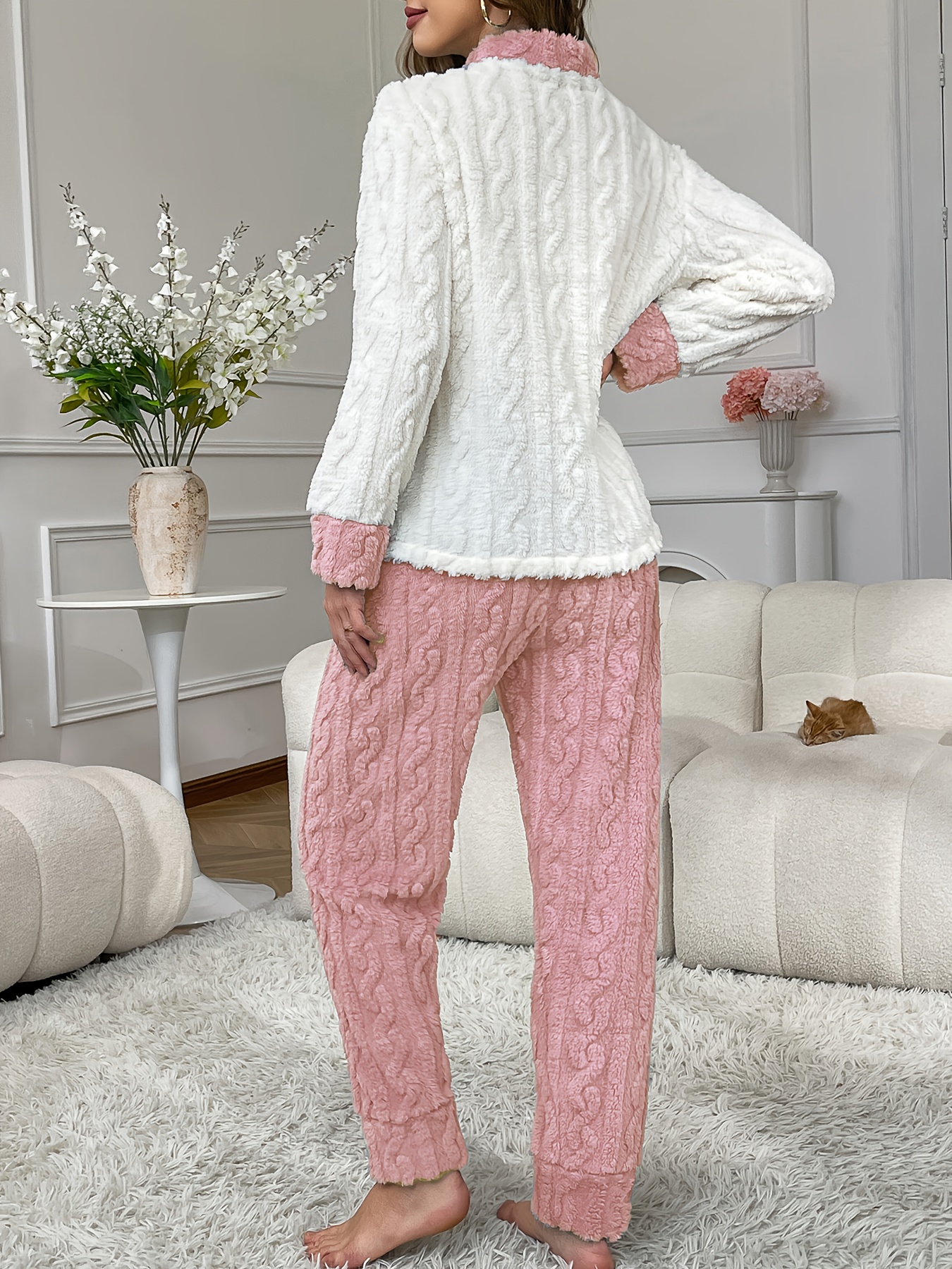 autumn and winter new womens long sleeve robe set with embroidered bear   warm and comfortable loose fit   wear Product details 1