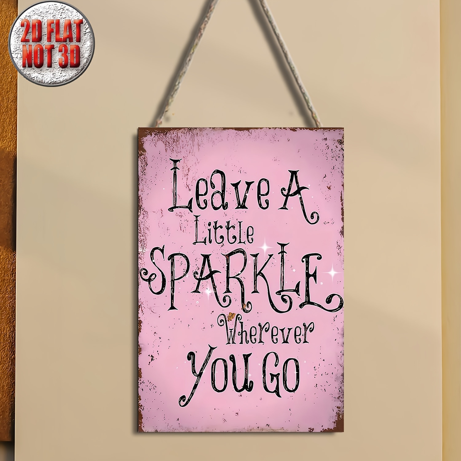 TEMU 2d Flat, 2d Flat Surface, 1pc, Vintage Wooden Wall Decor Sign With A Pink Background And "leave A " Text Design. Suitable For Homes, Bars,