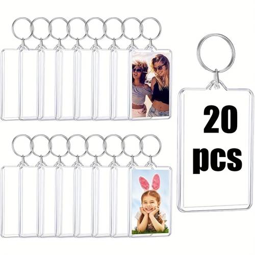 gift for her him 40 transparent rectangular acrylic photo frame keychain photo booth photo insert key ring blank rectangular double sided photo charm photo frame wedding favor gift suitable for decorating keys