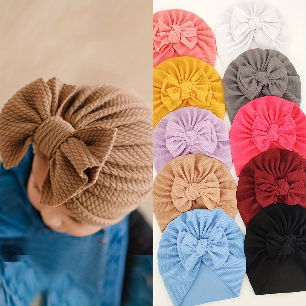 

Solid Color Corrugated Bow Warm Pullover Hat, Perfect For Daily Matching