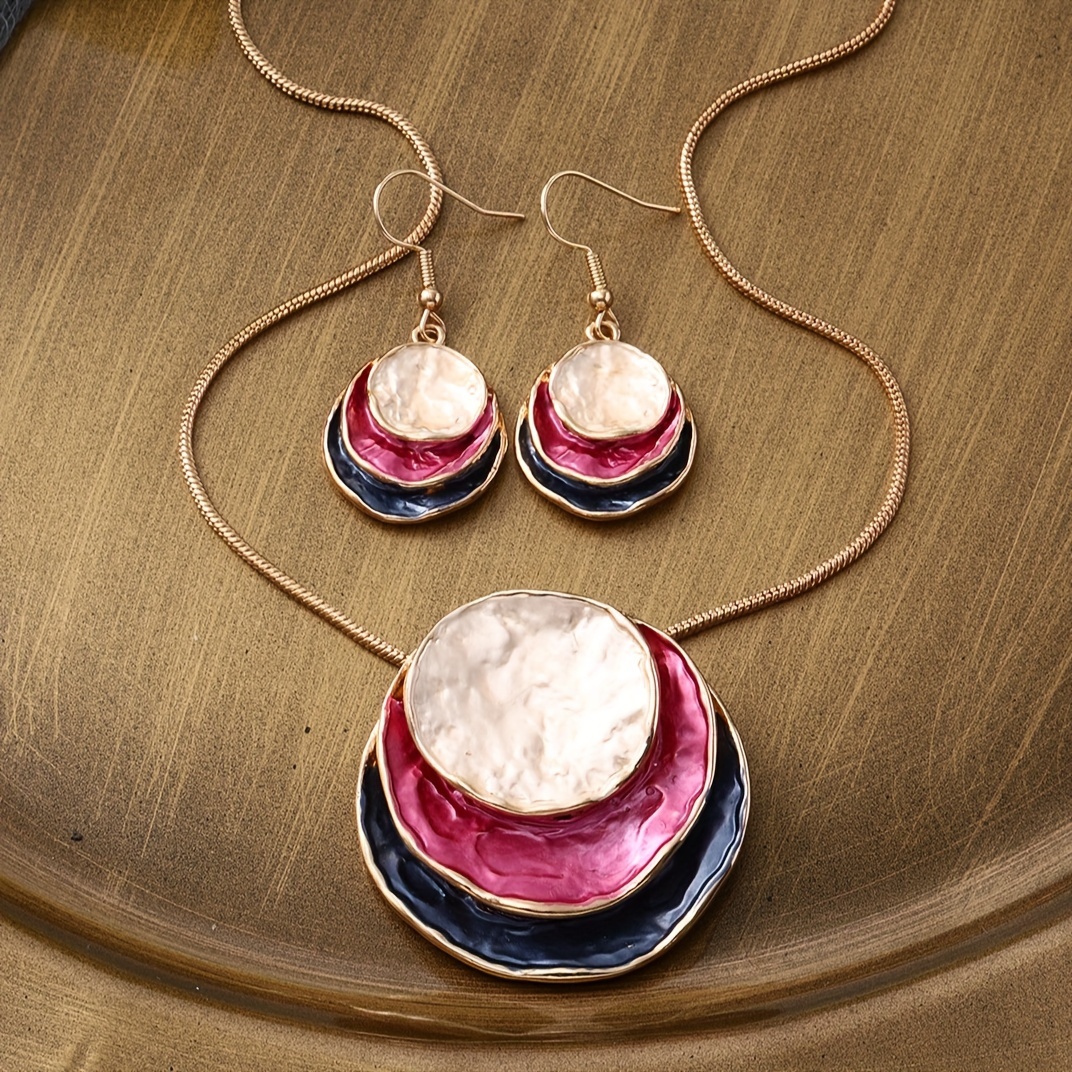 Geometric Pendant Necklace & Earrings Set - Romantic Gift Idea