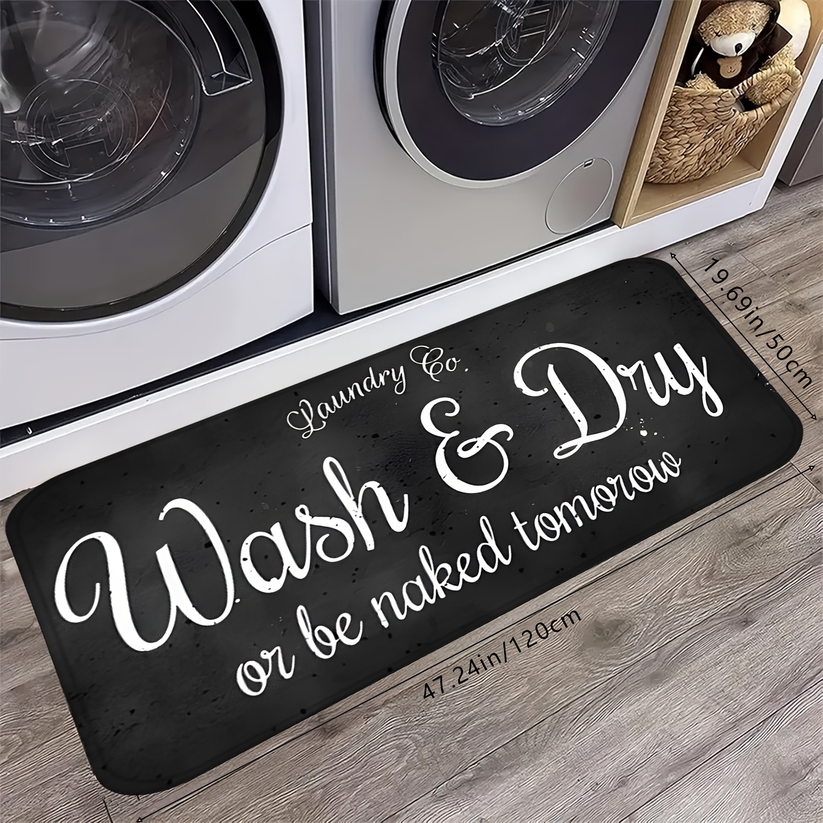 1pc Easy All-match Laundry Room Printed Lightweight Foldable High-elastic Absorbent Quick-dry Non-slip Laundry Room Mat, Bathroom Mat, Oblong Mat, Mat