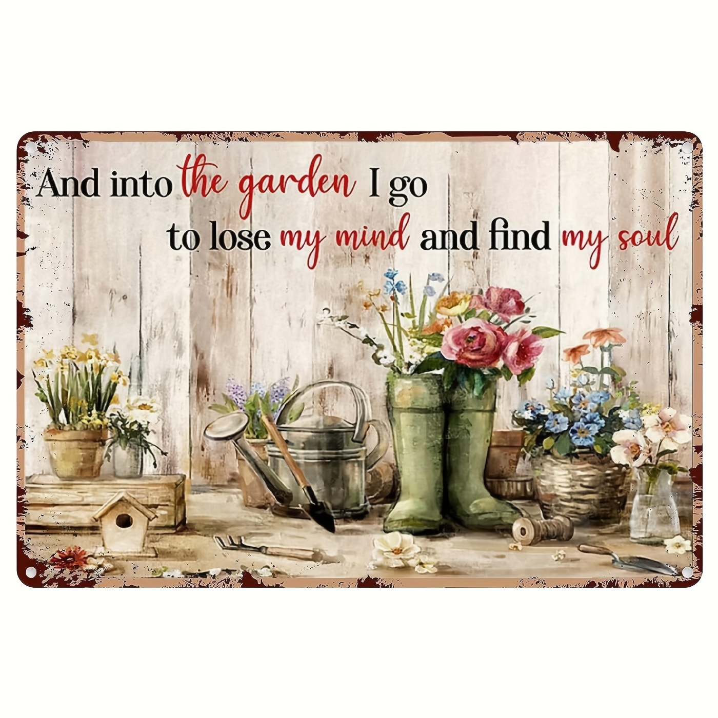

1ps, Florist Metal Tin Sign, And Into The Garden To Lose My Mind And Find My Soul Room Metal Wall Decoration Cave Living Room Decoration Gift 8x12 Inch Eid Al-adha Mubarak