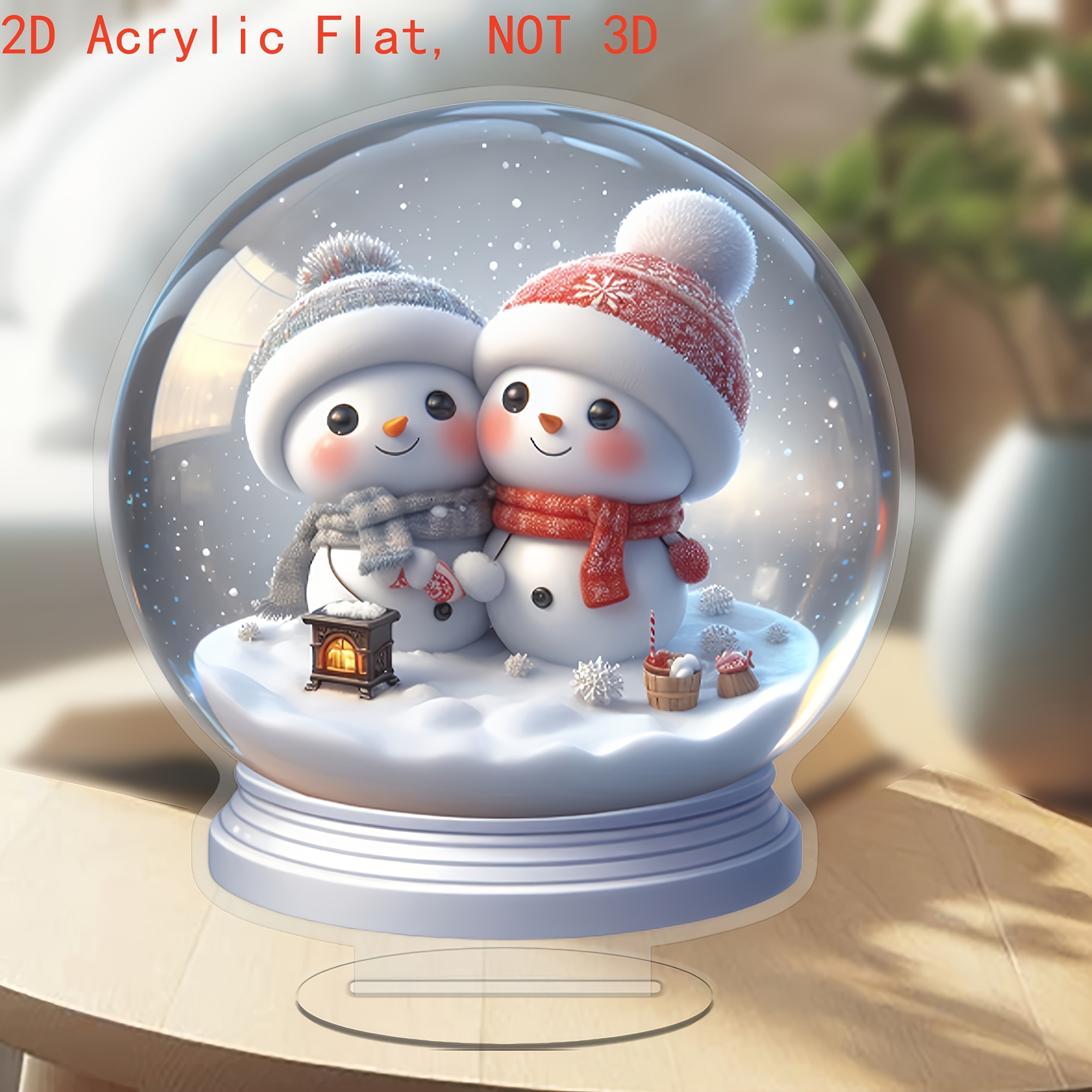 

2d Flat, 2d Flat Acrylic Snowman Crystal Ball Acrylic Desktop Decoration, Suitable For Home And Office, Perfect Gift For Christmas, Valentine's Day, Birthday