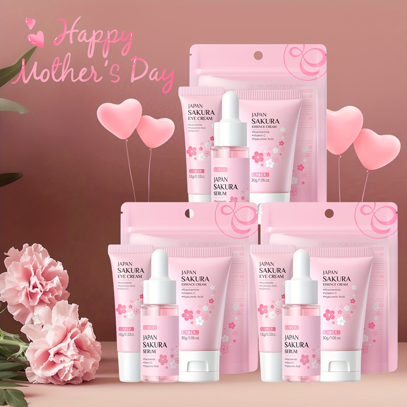 3 sets japan sakura skincare kit normal combination skin - Temu