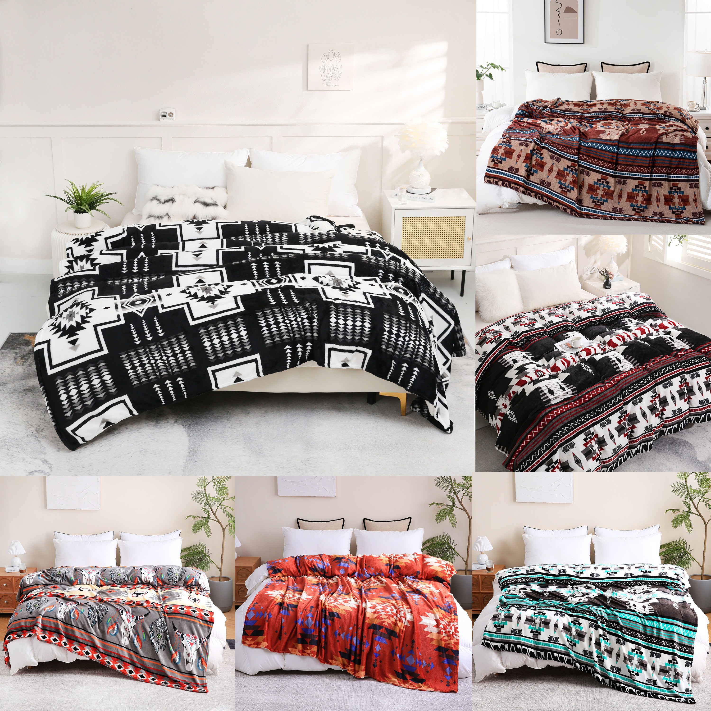 

1pc 200gsm Blanket, Ethnic Style Flannel Blanket, Soft Warm Throw Blanket Nap Blanket For Couch Sofa Office Bed Camping Travel, Multi-purpose Gift Blanket For All Season